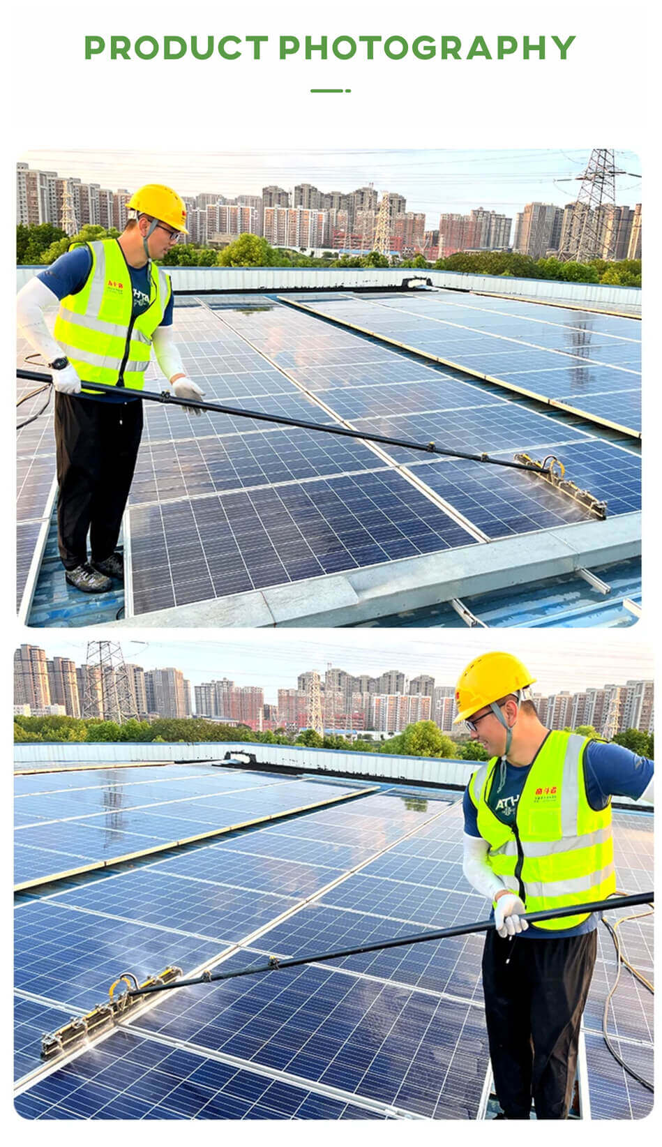 solar rooftop cleaning brush