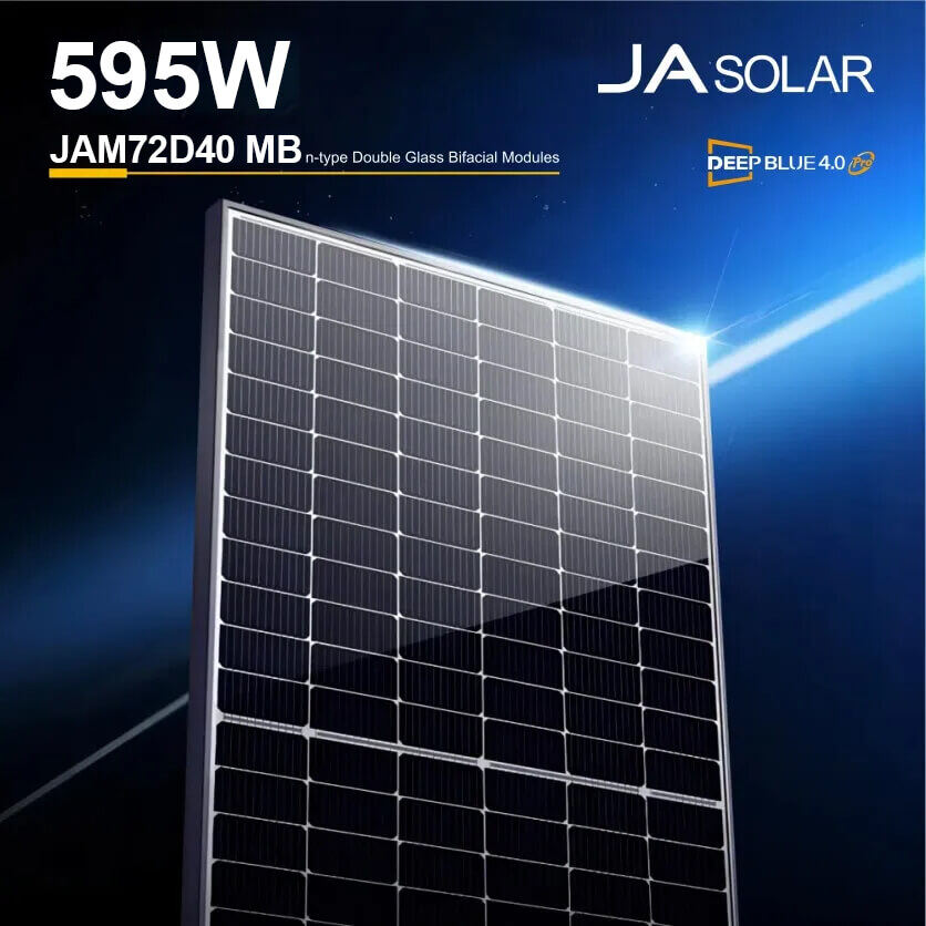 JA Solar 595W JAM72D40 MB N-type Double Glass Bifacial Modules
