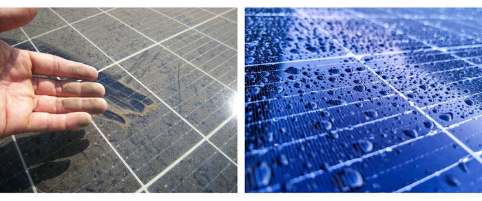 rainfall and dust on solar panels