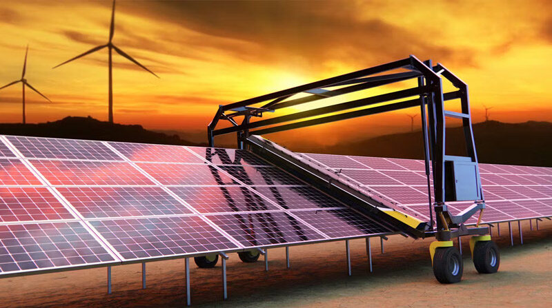 cleaning Large solar farm