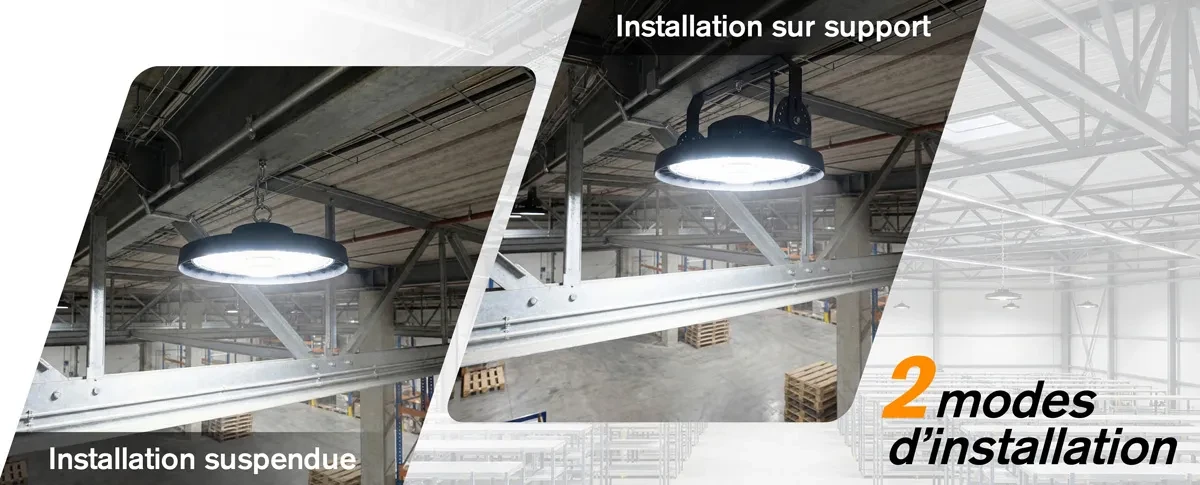 Deux méthodes d'installation du high bay modèle HJ