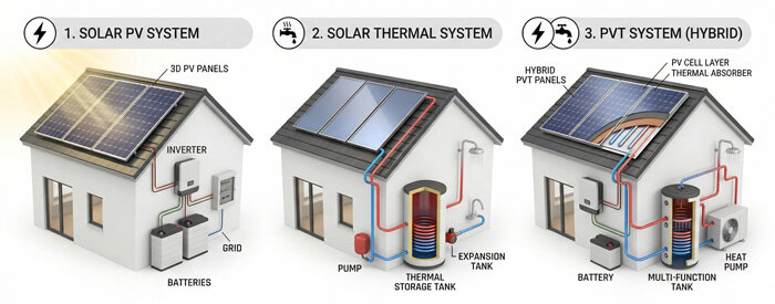 PV vs. Solar Thermal vs. PVT