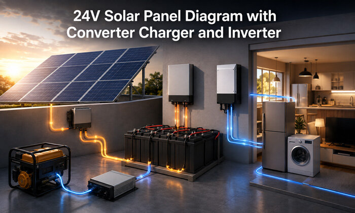24V Solar Panel Diagram with Converter Charger and Inverter Diagram
